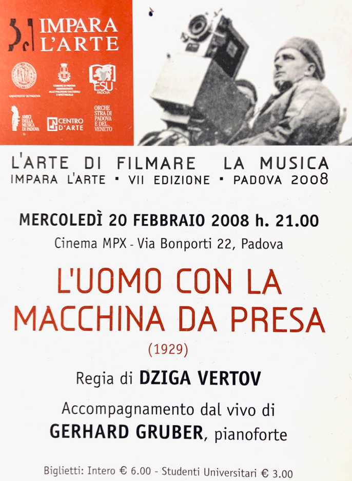 Plakat "Der Mann mit der Kamera" Padua, Aufführung 2009