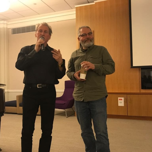 Gerhard Gruber in Boston 2018, mit Direktor Michael Zank, Boston University