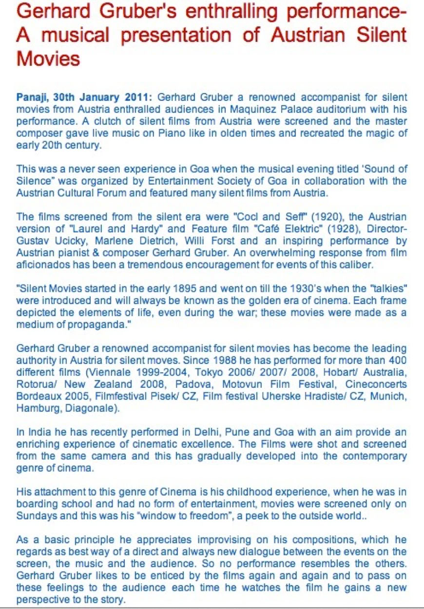 Gerhard Gruber performing in Panaji